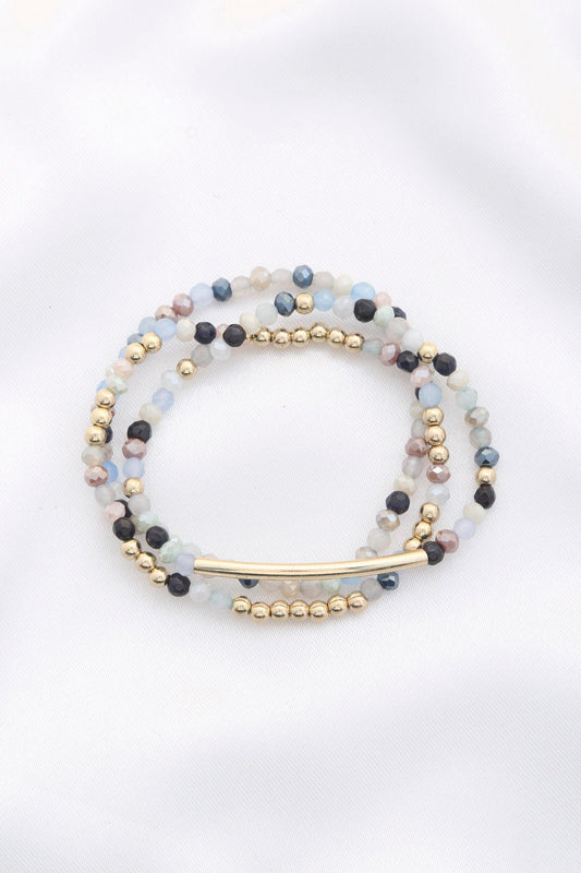 3 Row Glass Bead Stretch Bracelet | Mixtshop LLC