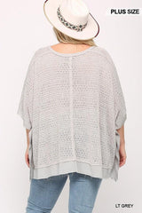 Light Knit And Woven Mixed Boxy Top With Poncho Sleeve | Mixtshop LLC