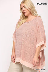 Light Knit And Woven Mixed Boxy Top With Poncho Sleeve | Mixtshop LLC