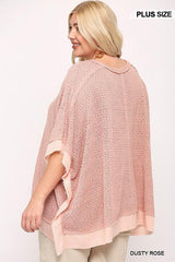Light Knit And Woven Mixed Boxy Top With Poncho Sleeve | Mixtshop LLC