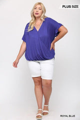 Solid Viscose Knit Surplice Top With Ruffle Sleeve | Mixtshop LLC