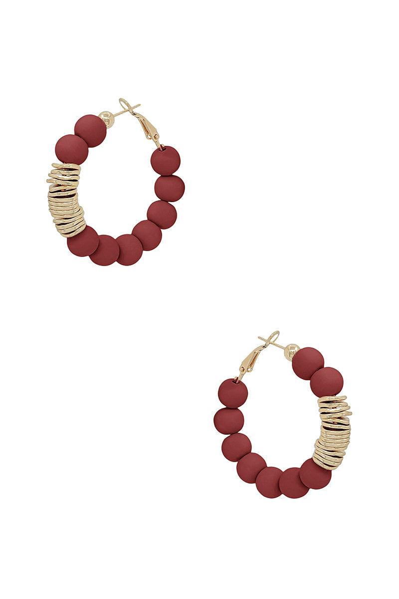 Clay Ball With Metal Accent Hoop Earring | Mixtshop LLC