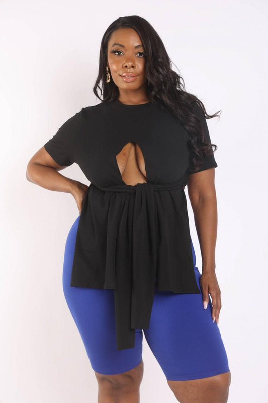 Tie Detailed Slit T Shirt | Mixtshop LLC