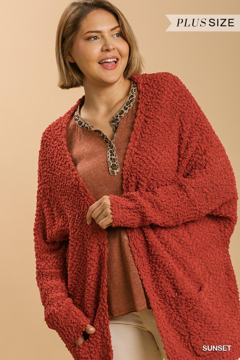 Open Front Oversized Cardigan Sweater With Pockets | Mixtshop LLC