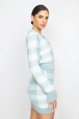 Plaid Button-front Cropped Sweater Cardigan | Mixtshop LLC