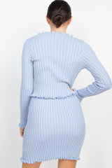 Ruffle Trim Buttoned Sweater Cardigan | Mixtshop LLC