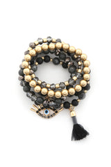 Evil Eye Bead Tassel Bracelet Set | Mixtshop LLC