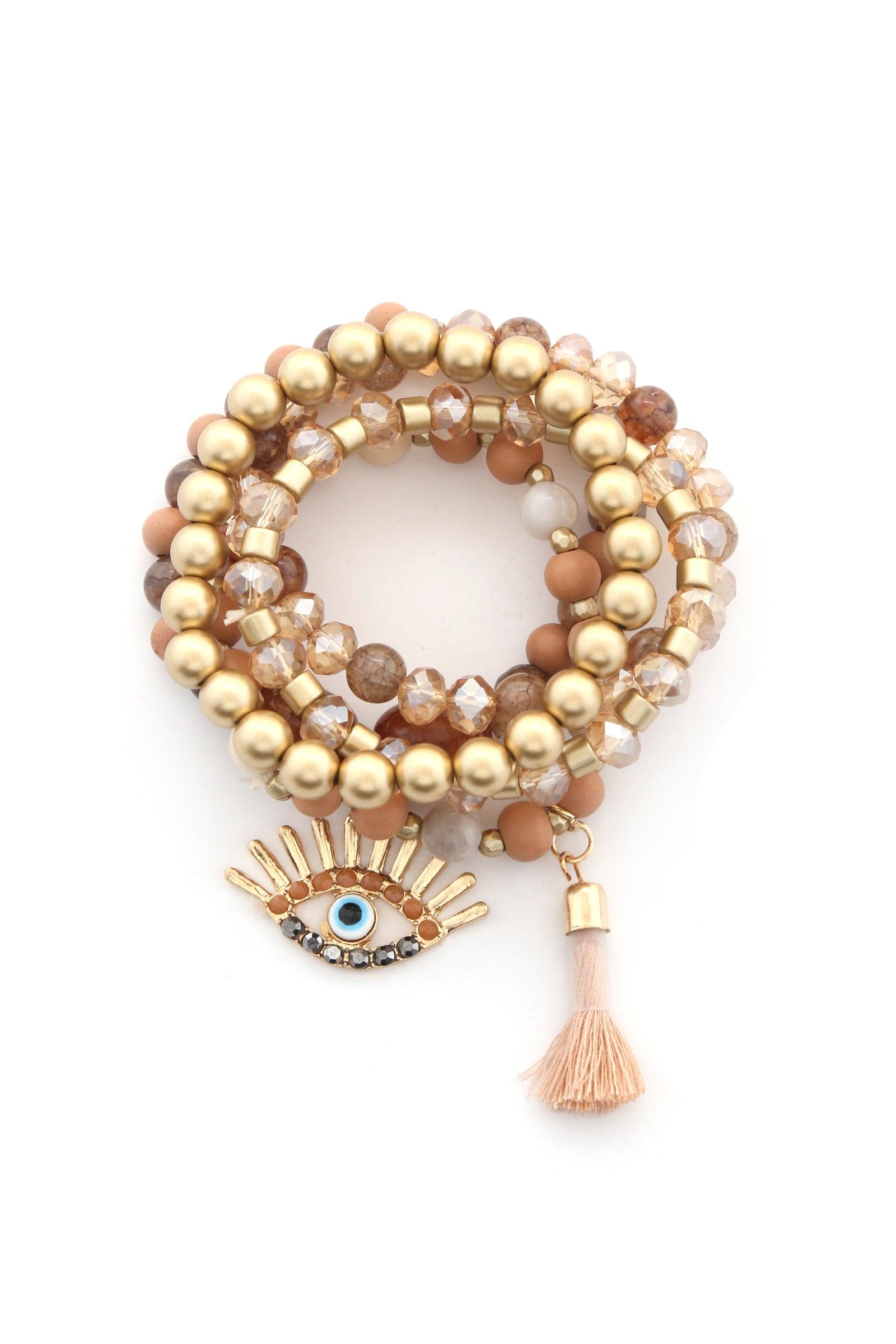 Evil Eye Bead Tassel Bracelet Set | Mixtshop LLC