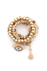 Evil Eye Bead Tassel Bracelet Set | Mixtshop LLC