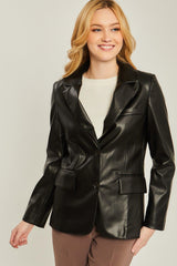 Pu Woven Solid Blazer | Mixtshop LLC