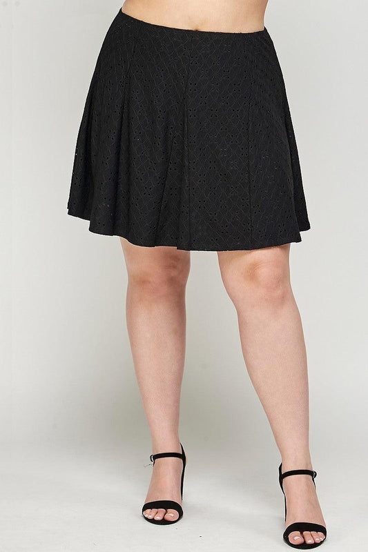 Plus Size, Knit Eyelet A-line Skirt | Mixtshop LLC