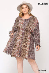 Print Mixed Dolman Sleeve Dress With Side Pockets | Mixtshop LLC