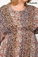 Print Mixed Dolman Sleeve Dress With Side Pockets | Mixtshop LLC