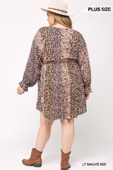 Print Mixed Dolman Sleeve Dress With Side Pockets | Mixtshop LLC