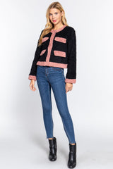 Long Sleeve Pocket Detail Faux Fur Jacket | Mixtshop LLC