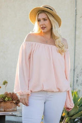 Off Shoulder Long Bubble Sleeve Solid Top | Mixtshop LLC