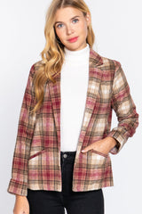 Notched Collar Plaid Jacket | Mixtshop LLC