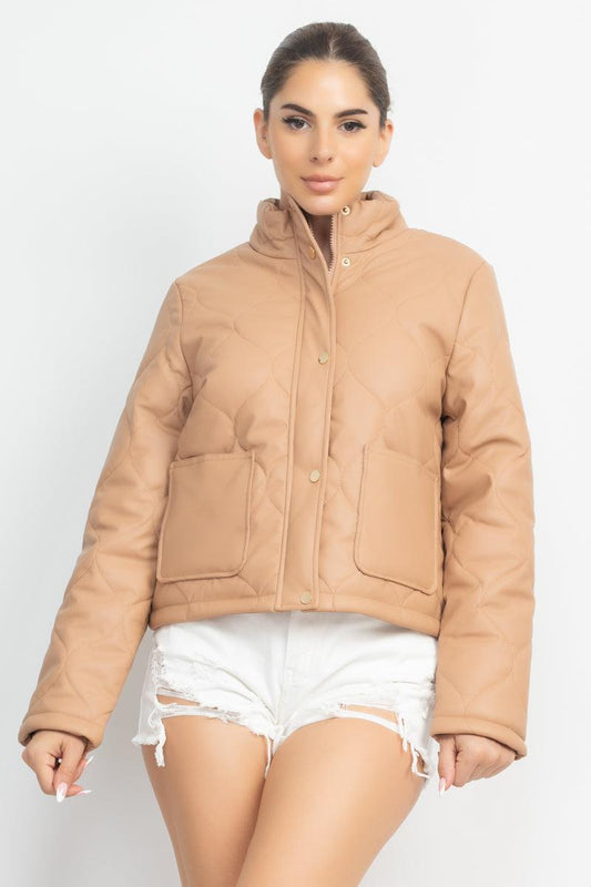 Mock Neck Quilted Jacket | Mixtshop LLC