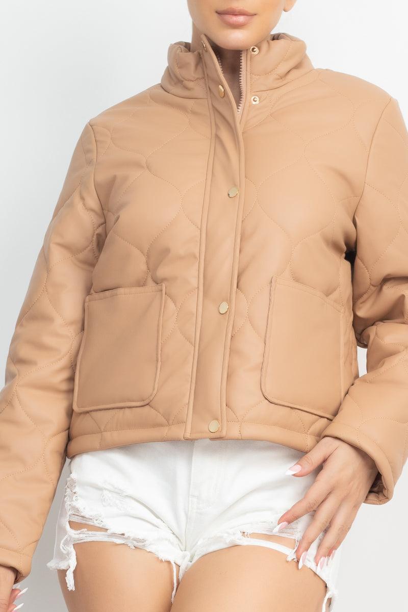 Mock Neck Quilted Jacket | Mixtshop LLC