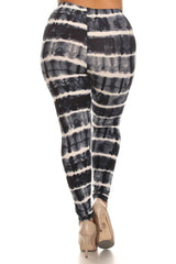 Plus Size Tie Dye Print, Full Length Leggings In A Fitted Style With A Banded High Waist | Mixtshop LLC