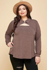 Plus Size Solid Long Sleeve Fashion Top | Mixtshop LLC