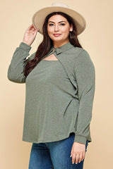 Plus Size Solid Long Sleeve Fashion Top | Mixtshop LLC
