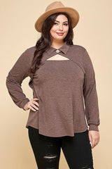 Plus Size Solid Long Sleeve Fashion Top | Mixtshop LLC