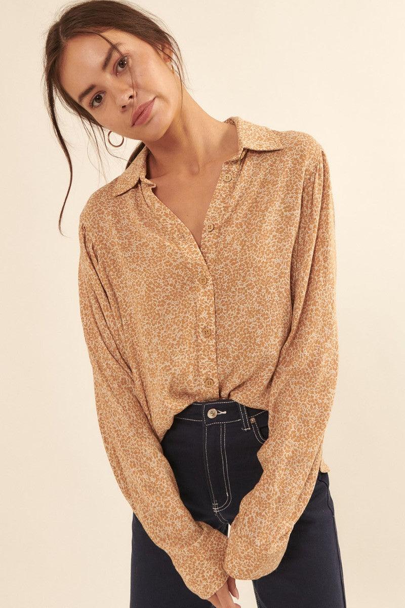 Collared Neckline Floral-print Shirt | Mixtshop LLC