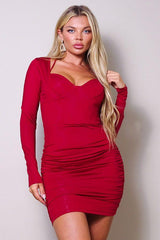 Long Sleeve Corset Halter Tie Mini Dress | Mixtshop LLC