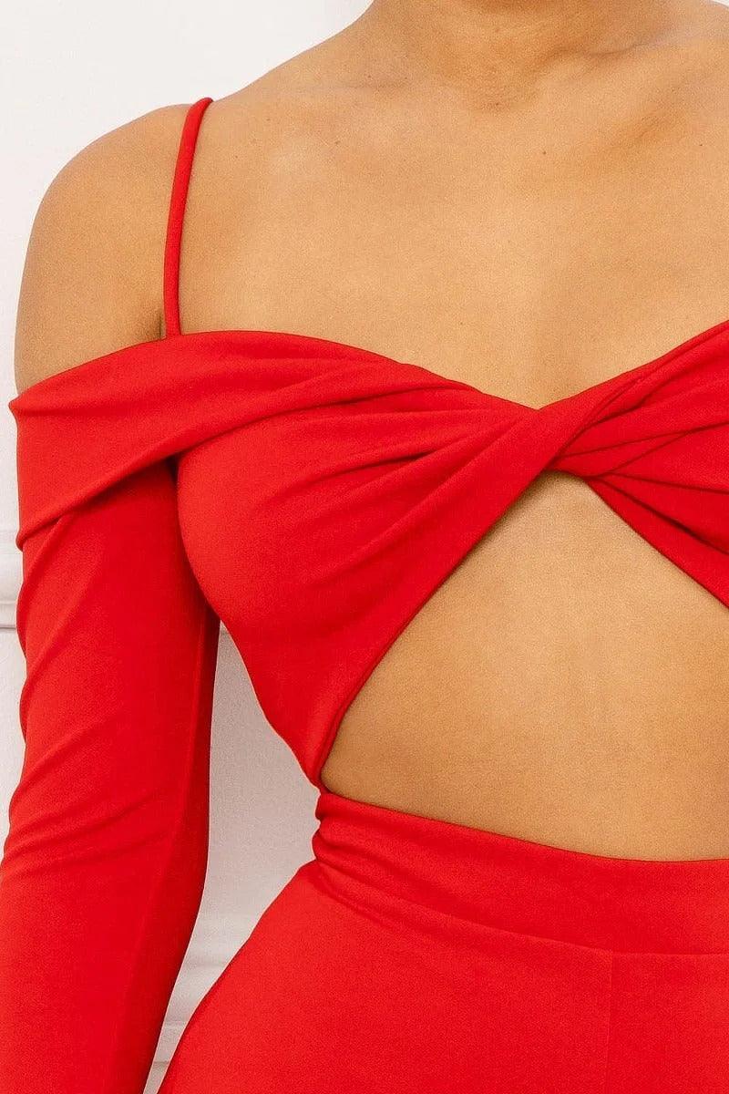 Open Shoulder Cutout Detail Jumpsuit | Mixtshop LLC