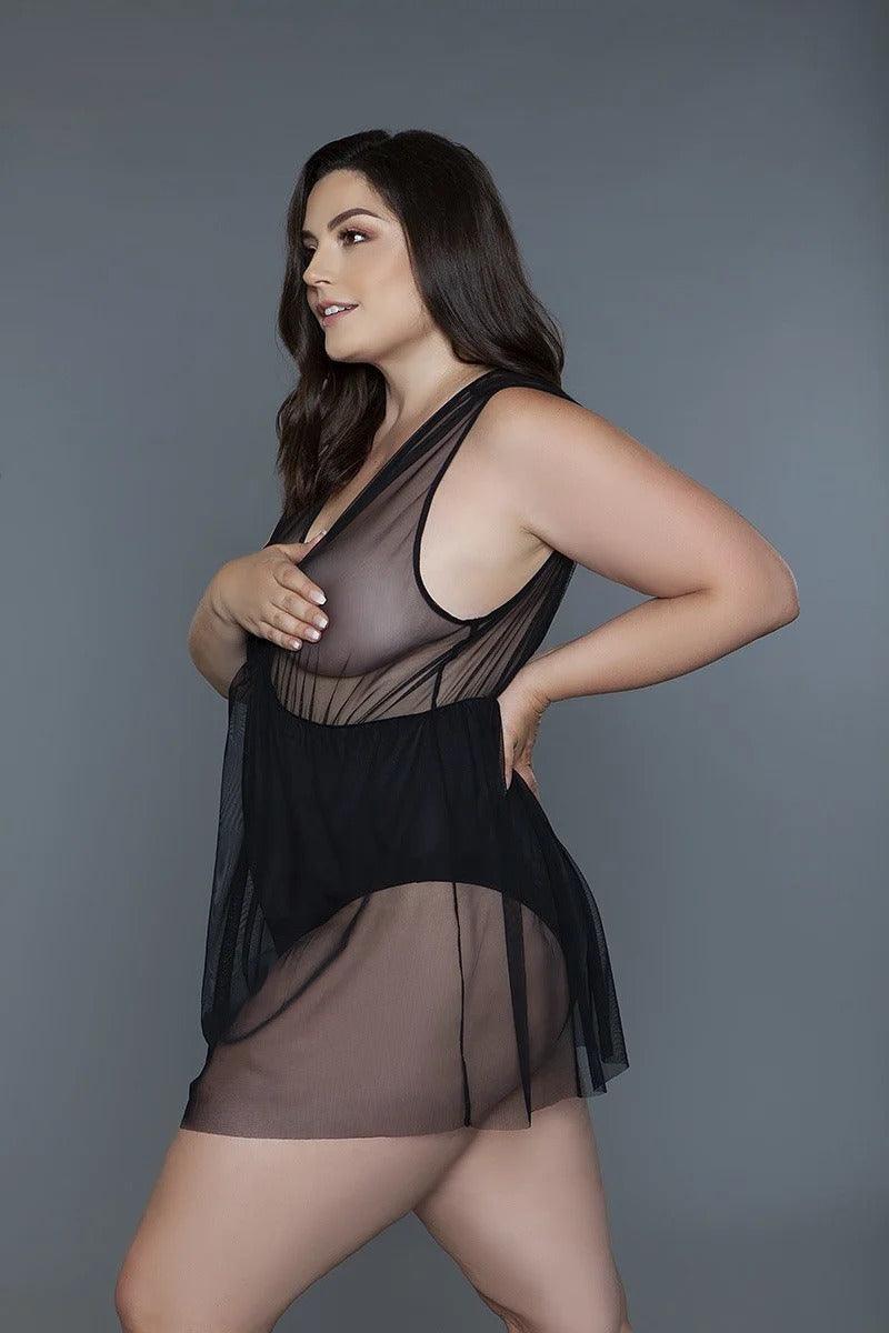 1 Pc Deep V-neck Mesh Babydoll | Mixtshop LLC