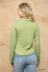 Solid And Cozy Soft Knit Mock Neck Top With Side Ruched Detail | Mixtshop LLC
