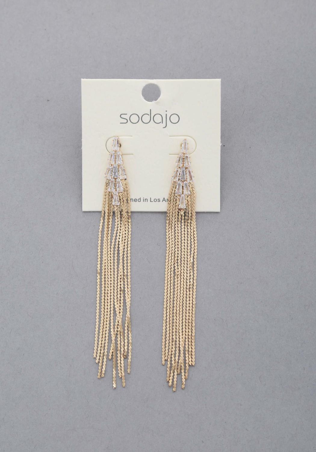 Sodajo Crystal Metal Chain Dangle Earring | Mixtshop LLC