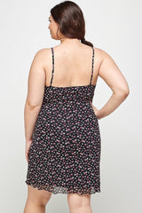 Plus Size Ditsy Floral Print On Mesh Fabric Cami Dress | Mixtshop LLC