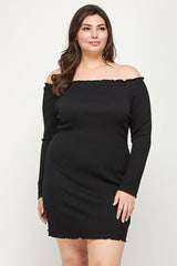 Plus Size, Solid Smocked Off Shoulder Dress | Mixtshop LLC