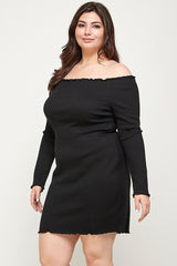 Plus Size, Solid Smocked Off Shoulder Dress | Mixtshop LLC