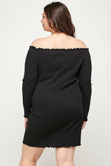 Plus Size, Solid Smocked Off Shoulder Dress | Mixtshop LLC