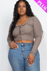 Plus Size Button Up Cropped Top | Mixtshop LLC
