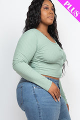Plus Size Button Up Cropped Top | Mixtshop LLC