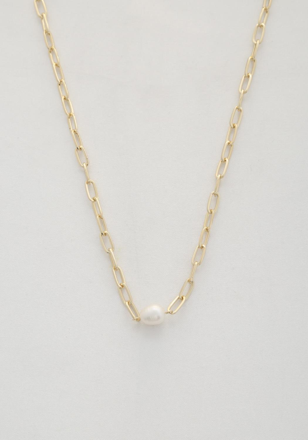 Pearl Bead Oval Link Necklace | Mixtshop LLC