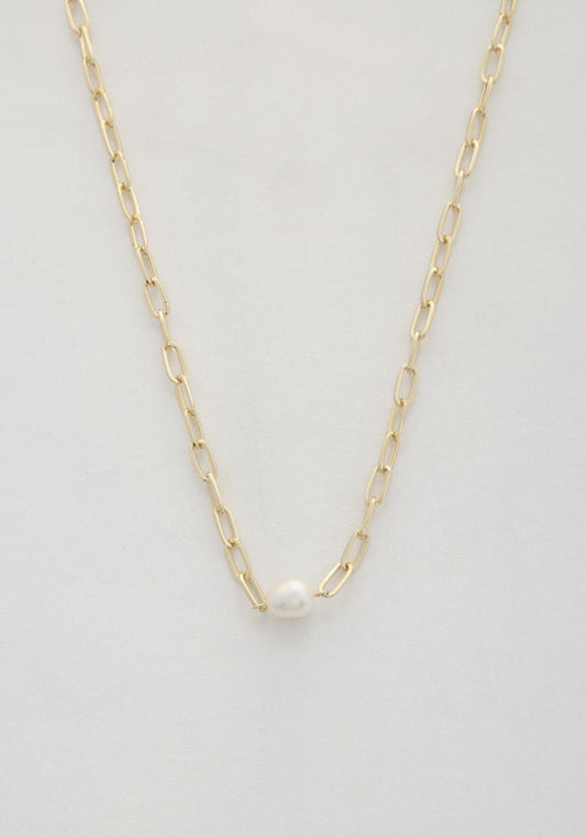 Pearl Bead Oval Link Necklace | Mixtshop LLC