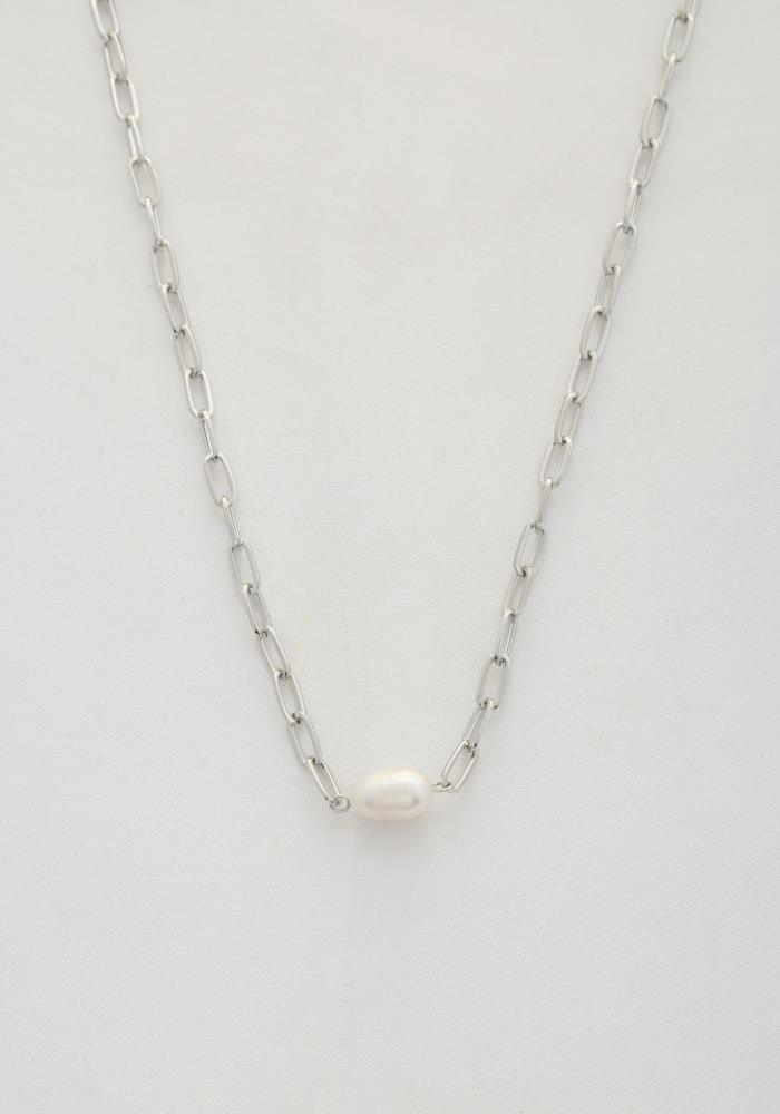 Pearl Bead Oval Link Necklace | Mixtshop LLC