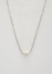 Pearl Bead Oval Link Necklace | Mixtshop LLC
