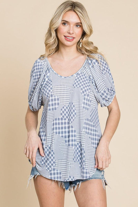 Hounds Tooth And Check Plaid Top | Mixtshop LLC