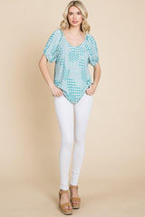 Hounds Tooth And Check Plaid Top | Mixtshop LLC