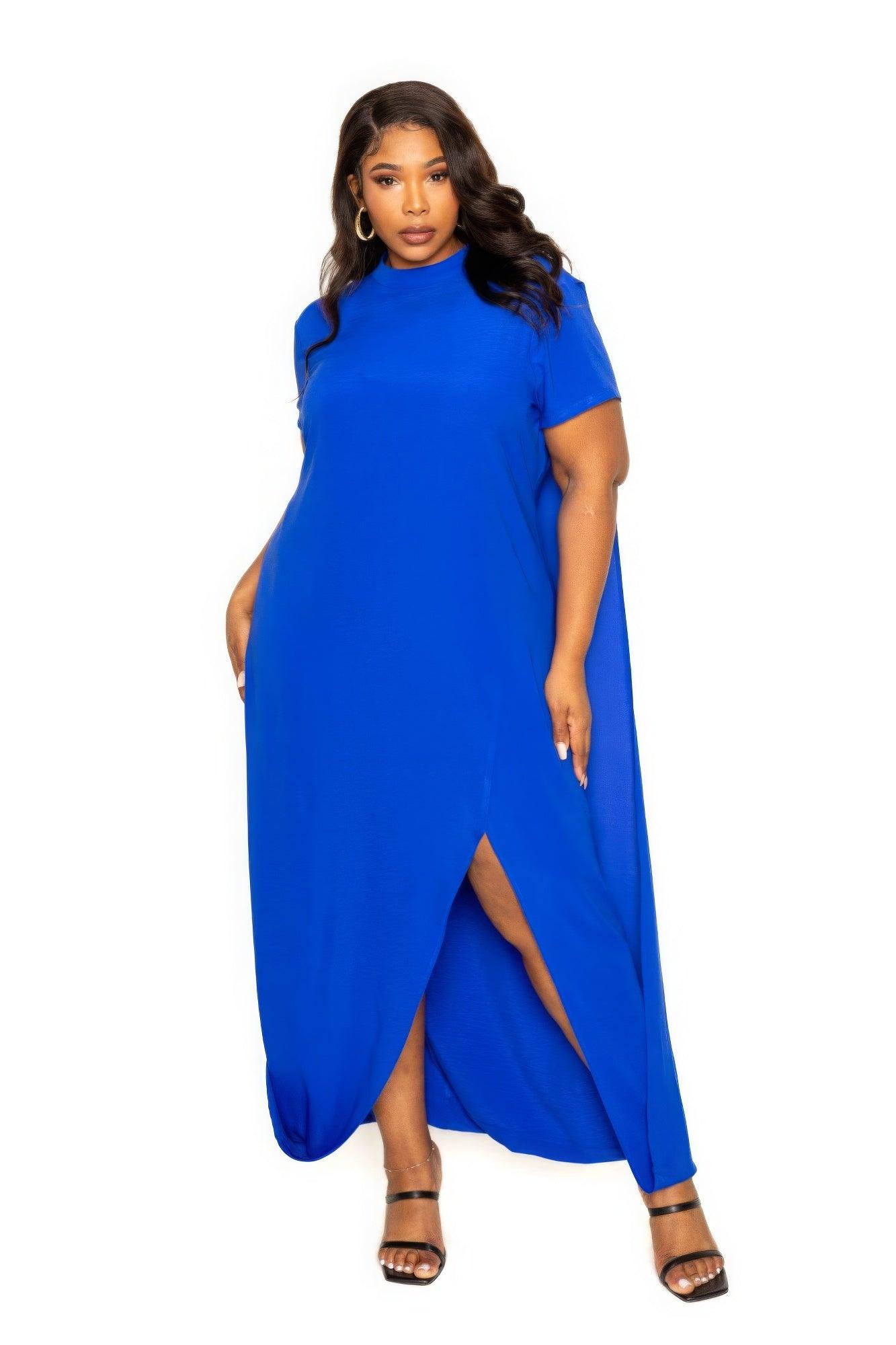 Mock neck back cape dress | Mixtshop LLC