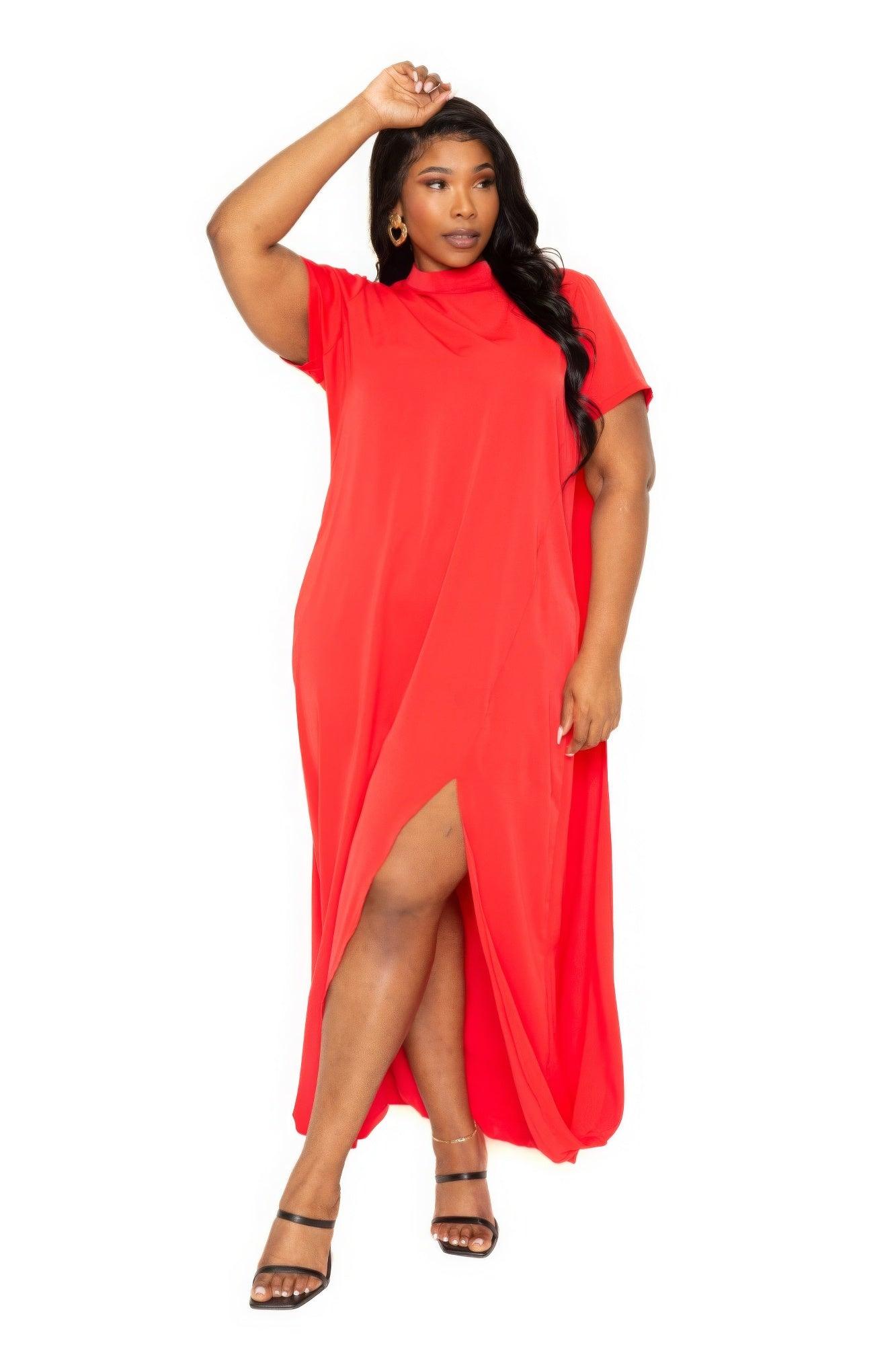 Mock neck back cape dress | Mixtshop LLC
