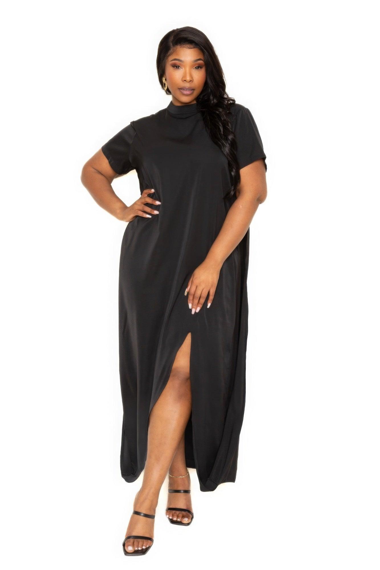 Mock neck back cape dress | Mixtshop LLC
