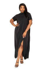 Mock neck back cape dress | Mixtshop LLC