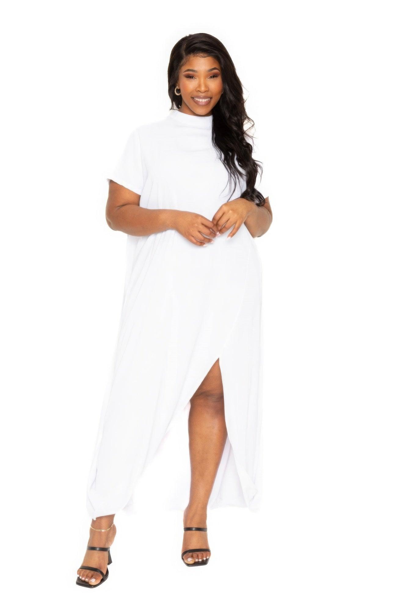 Mock neck back cape dress | Mixtshop LLC